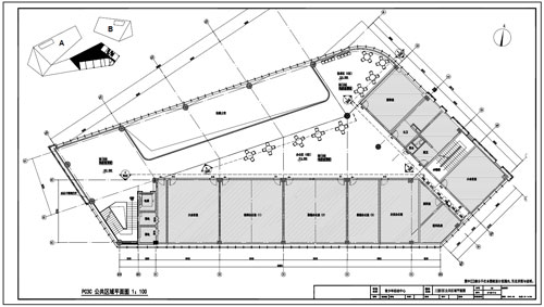 青少年活動中心深化設(shè)計施工圖三層C區(qū)公共區(qū)域平面圖