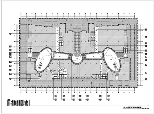 商場深化設(shè)計施工圖負一層頂面布置圖