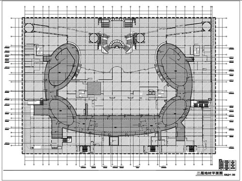 商場深化設(shè)計施工圖二層地材平面圖