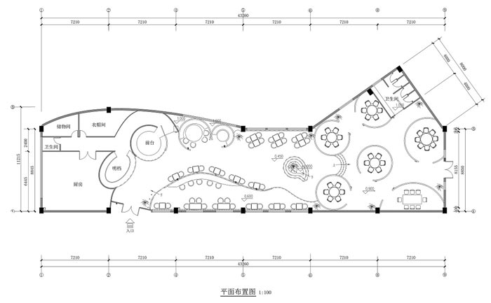 特色風味餐廳平面圖裝修設(shè)計效果圖