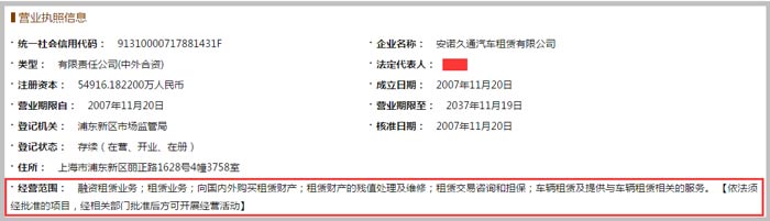 汽車(chē)租賃有限公司經(jīng)營(yíng)范圍截圖