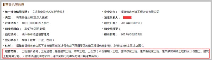 土建工程咨詢(xún)有限公司經(jīng)營(yíng)范圍截圖