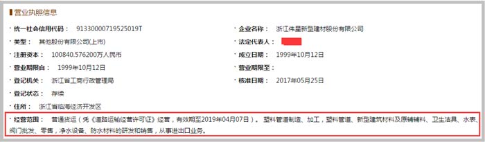 偉星新型建材經(jīng)營(yíng)范圍截圖