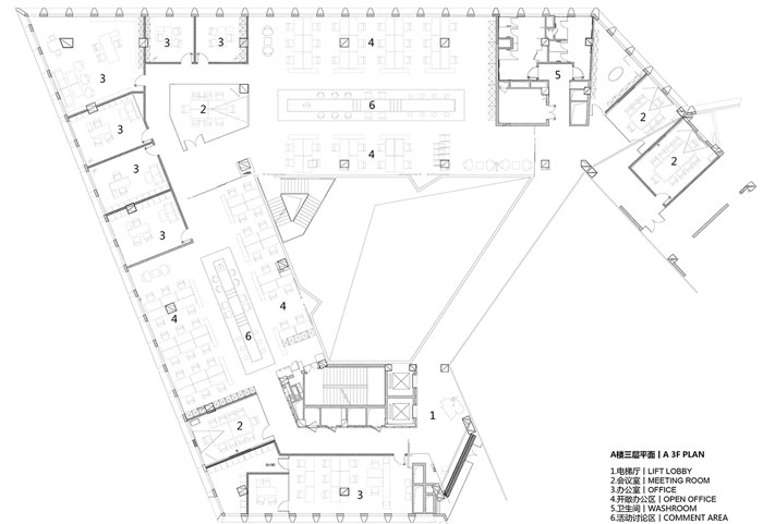 集團總部辦公樓A樓三層平面