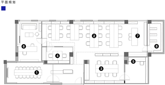 長(zhǎng)方形辦公室平面規(guī)劃布置圖