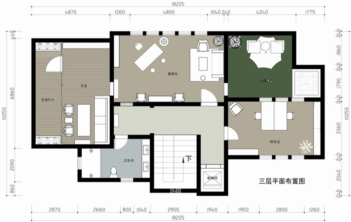 家庭辦公室三層平面圖