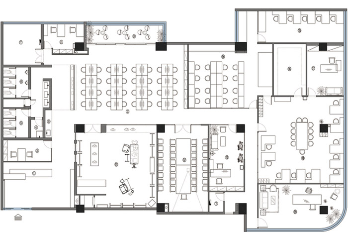 東方禪意辦公室裝修設計平面圖